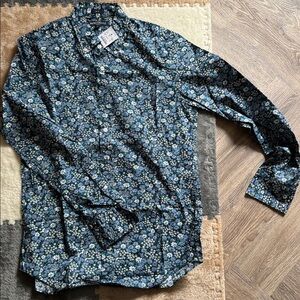 J. Crew Mercantile Floral Shirt - Blue and White